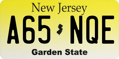 NJ license plate A65NQE