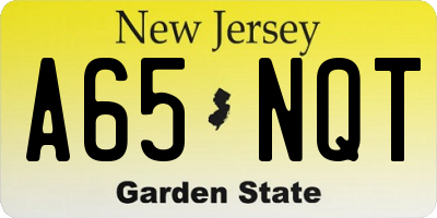 NJ license plate A65NQT