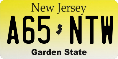 NJ license plate A65NTW