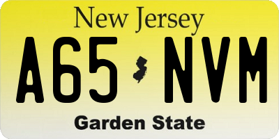 NJ license plate A65NVM