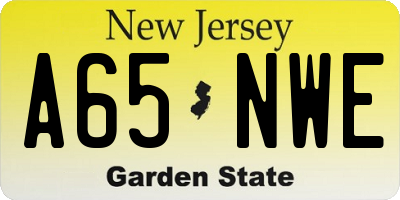 NJ license plate A65NWE