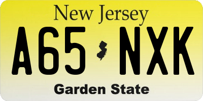 NJ license plate A65NXK