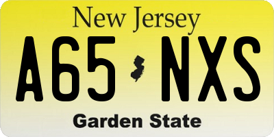 NJ license plate A65NXS