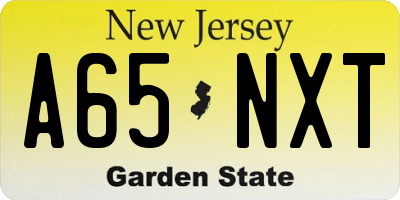 NJ license plate A65NXT