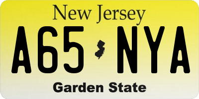 NJ license plate A65NYA