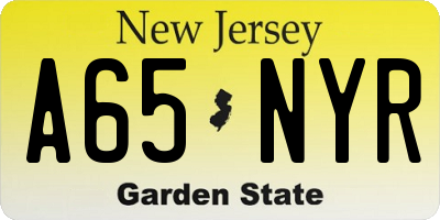 NJ license plate A65NYR