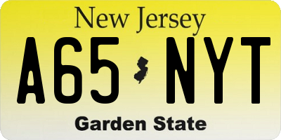 NJ license plate A65NYT