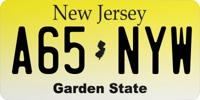 NJ license plate A65NYW
