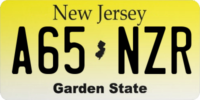 NJ license plate A65NZR