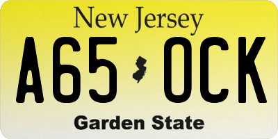 NJ license plate A65OCK