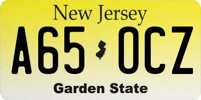 NJ license plate A65OCZ