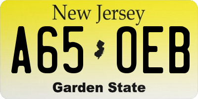 NJ license plate A65OEB