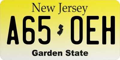 NJ license plate A65OEH