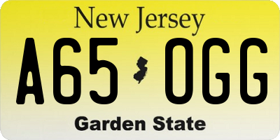 NJ license plate A65OGG