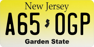 NJ license plate A65OGP