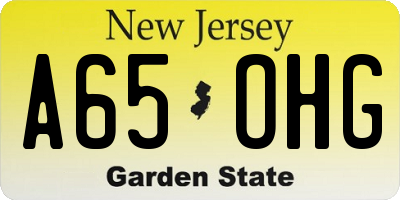 NJ license plate A65OHG