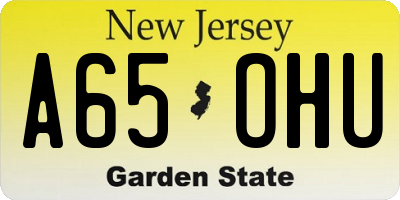 NJ license plate A65OHU