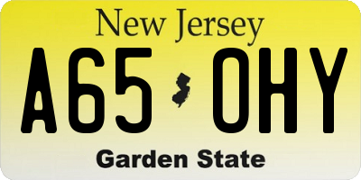 NJ license plate A65OHY