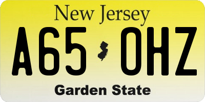 NJ license plate A65OHZ