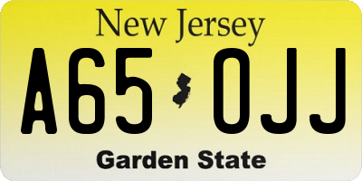 NJ license plate A65OJJ