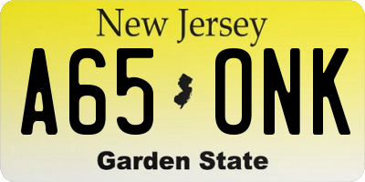 NJ license plate A65ONK