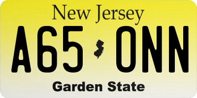 NJ license plate A65ONN