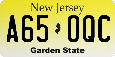 NJ license plate A65OQC