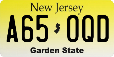 NJ license plate A65OQD