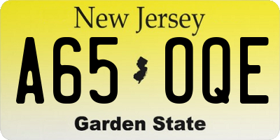 NJ license plate A65OQE