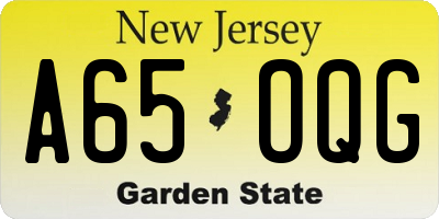 NJ license plate A65OQG