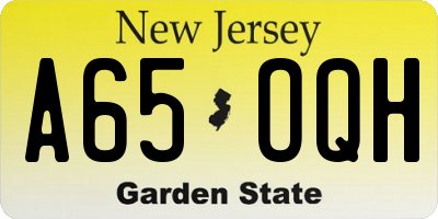 NJ license plate A65OQH