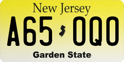 NJ license plate A65OQO