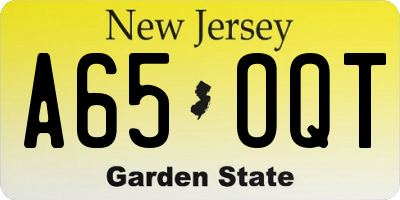 NJ license plate A65OQT