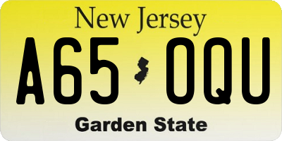 NJ license plate A65OQU