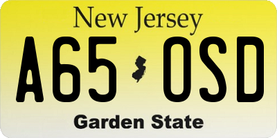 NJ license plate A65OSD
