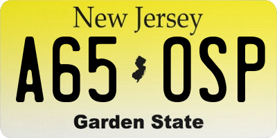 NJ license plate A65OSP