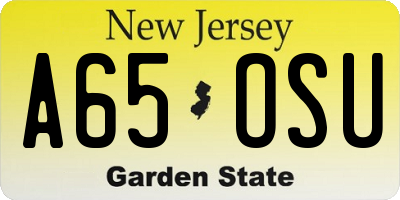 NJ license plate A65OSU