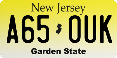 NJ license plate A65OUK