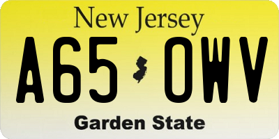 NJ license plate A65OWV