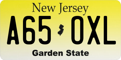 NJ license plate A65OXL