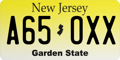 NJ license plate A65OXX