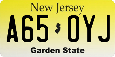 NJ license plate A65OYJ