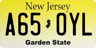 NJ license plate A65OYL