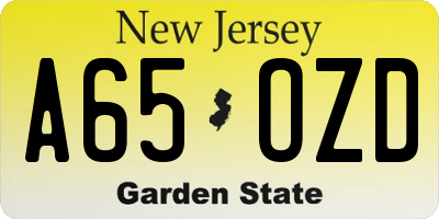 NJ license plate A65OZD