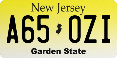 NJ license plate A65OZI