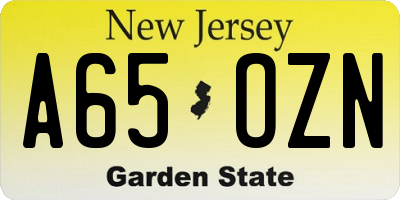 NJ license plate A65OZN
