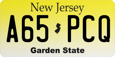 NJ license plate A65PCQ