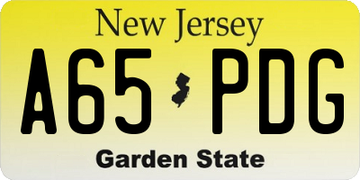 NJ license plate A65PDG