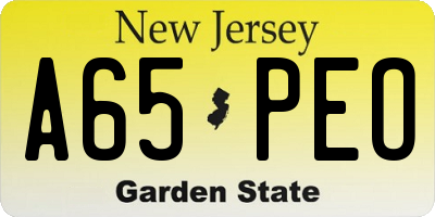 NJ license plate A65PEO