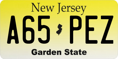 NJ license plate A65PEZ